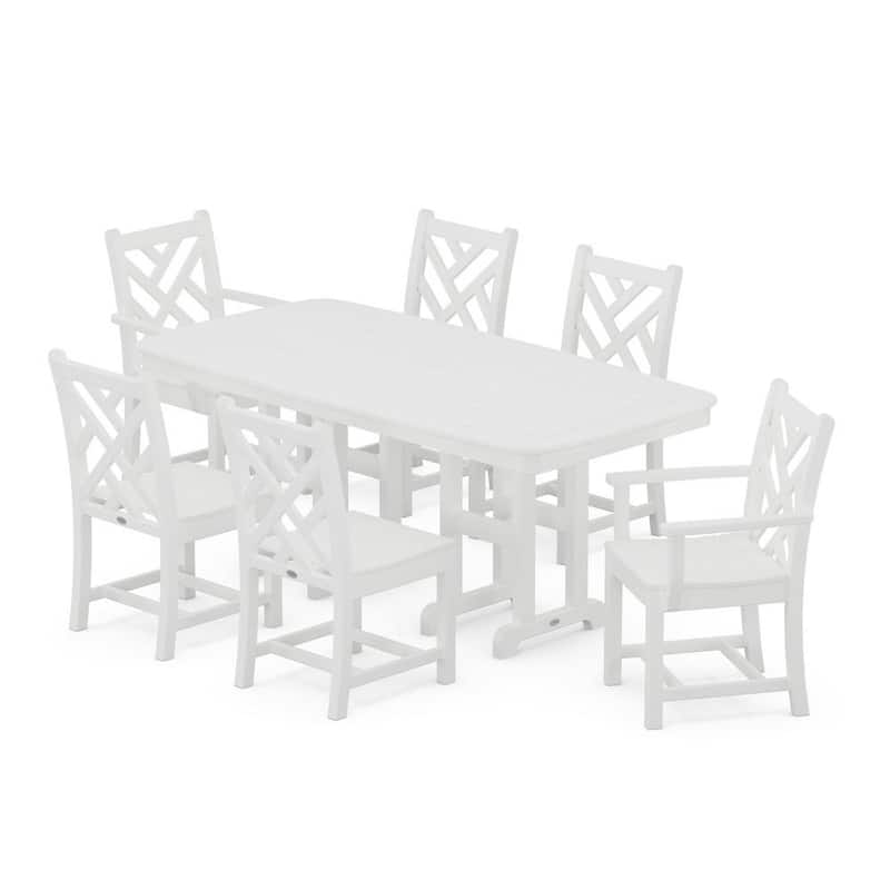 Chippendale White 7-Piece Plastic Outdoor Patio Dining Set